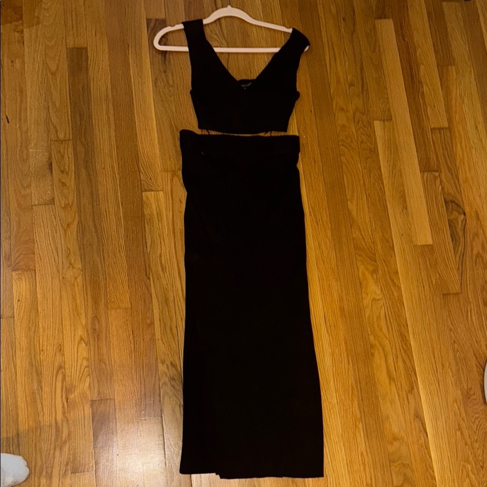 Ribbed Black Two-Piece Dress